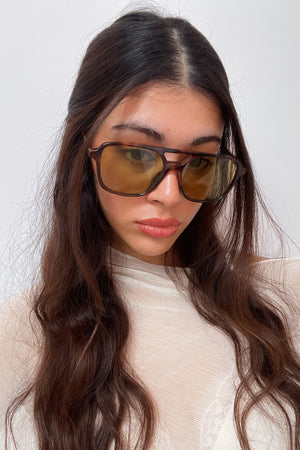 81 Tortoise with Light Green Lens Aviator Sunnies
