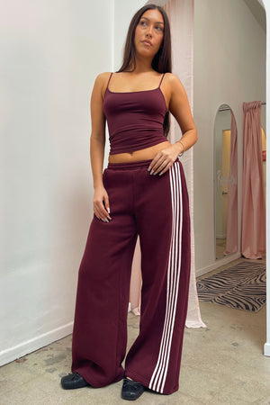 Out of Bounds Burgundy with Pink Stripe Baggy Sweatpants