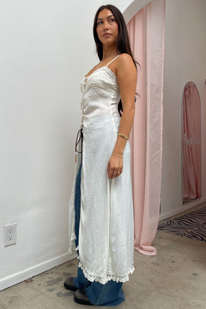 Star Struck Ivory with Lace Trim Duster Style Top