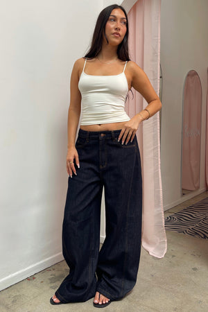 Pounding Pavement Dark Denim Low Rise Wide Leg Jeans