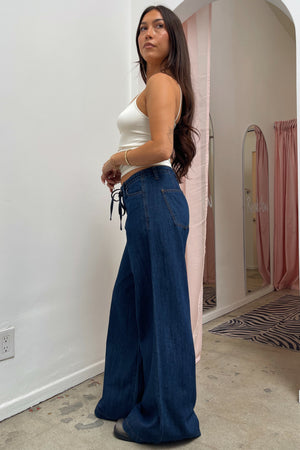 Livie Denim with Tie Waistband Relaxed Pants