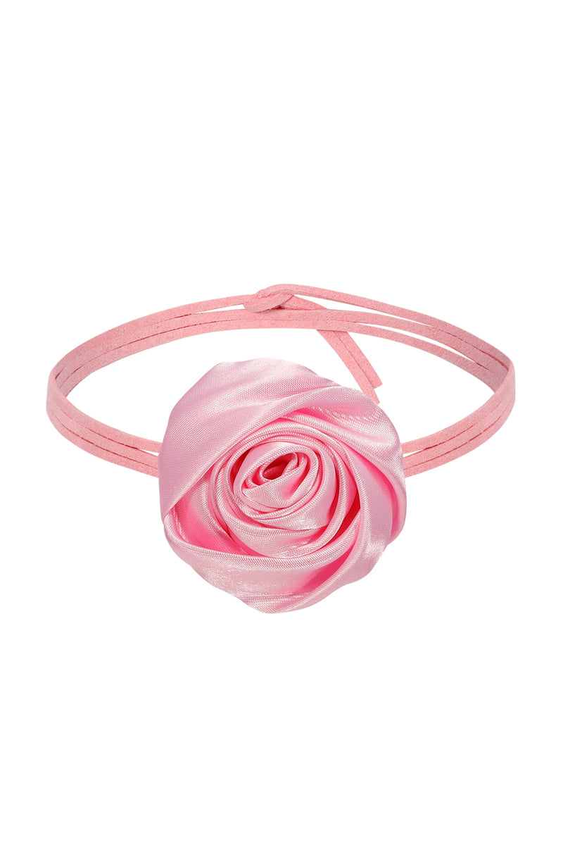 Peony Pink Satin Flower Necklace