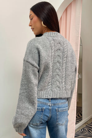 Ruby Grey Cable Knit Cardigan