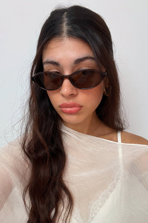 86 Brown Slim Oval Sunnies