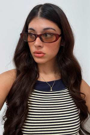 22 Red Slim Retro Sunglasses