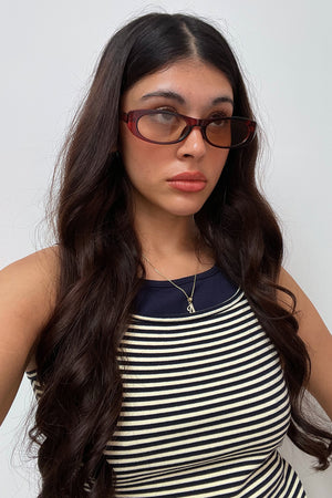 22 Red Slim Retro Sunglasses
