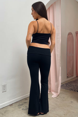BRB Black Low Rise Foldover Flare Pants