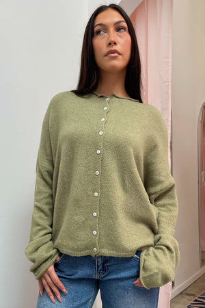 Blythe Sage Green Button Up Cardigan