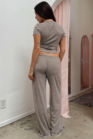 Laidback Brown and Cream Stripe Pants