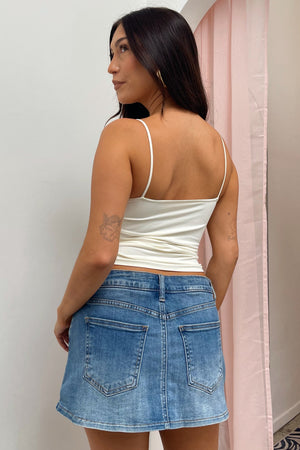 Avenue Medium Wash Blue Denim Mini Skirt with Shorts