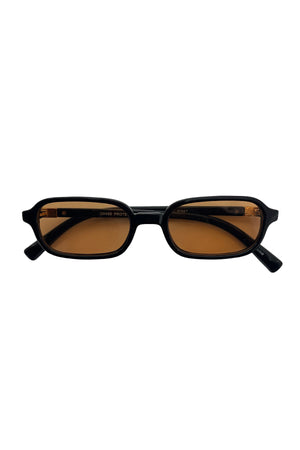 32 Black with Orange Lens Rounded Rectangle Sunnies
