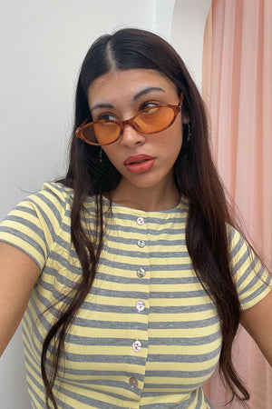 34 Light Tortoise with Orange Lens Oval Sunnies