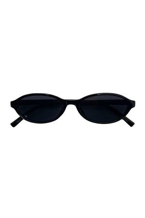 35 Black with Black Lens Oval Sunnies