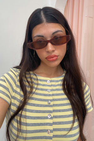38 Red Slim Rectangle Sunnies