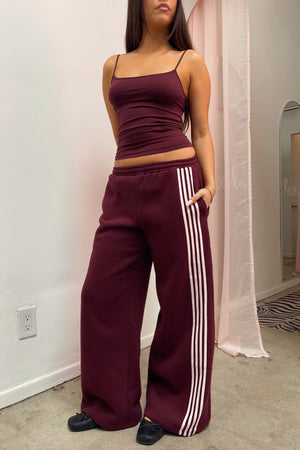 Out of Bounds Burgundy with Pink Stripe Baggy Sweatpants
