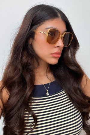 42 Light Orange with Gold Side Detail Square Sunnies