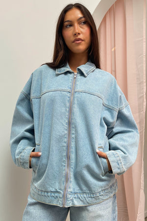 First Pick Light Denim Zip Up Jacket