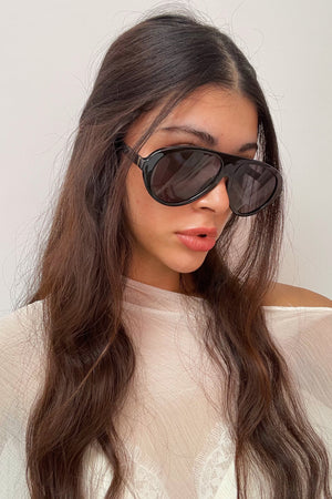 85 Black Aviator Shield Sunnies