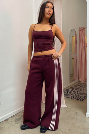 Out of Bounds Burgundy with Pink Stripe Baggy Sweatpants