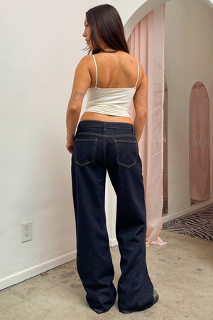 Casting Call Dark Denim Low Rise Baggy Jean