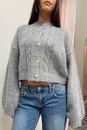 Ruby Grey Cable Knit Cardigan