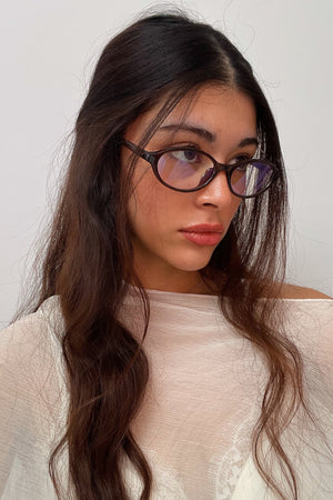 76 Brown Slim Oval Blue Light Glasses