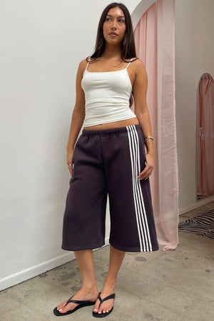Jet Set Charcoal with White Side Stripe Sweat Shorts