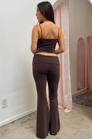BRB Brown Low Rise Foldover Flare Pants