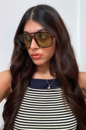 50 Tortoise with Green Lens Large Aviator Sunnies
