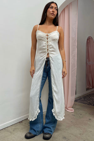 Star Struck Ivory with Lace Trim Duster Style Top