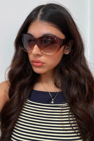 51 Brown Ombre Large Shield Sunnies