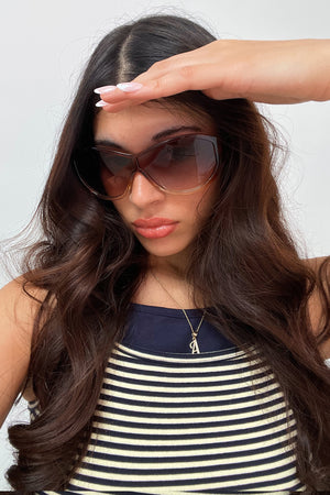 51 Brown Ombre Large Shield Sunnies