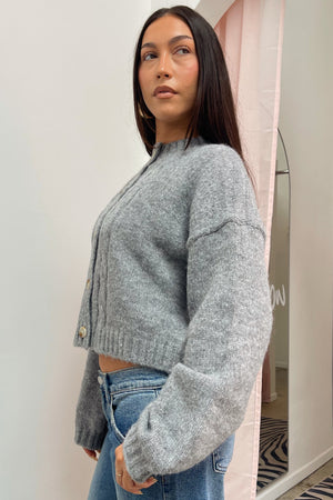 Ruby Grey Cable Knit Cardigan