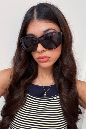 52 Black Large Shield Sunnies