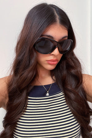 52 Black Large Shield Sunnies