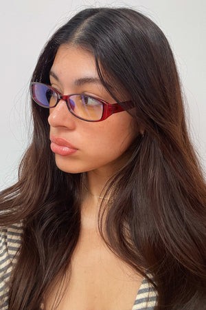 56 Red Slim Square Blue Light Glasses