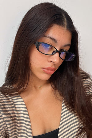 57 Black Slim Square Blue Light Glasses