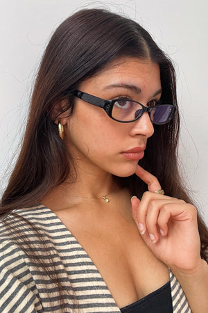 57 Black Slim Square Blue Light Glasses