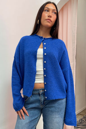 Blythe Cobalt Blue Button Up Cardigan