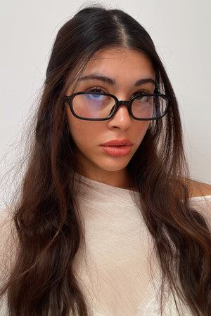78 Black Rounded Rectangle Blue Light Glasses