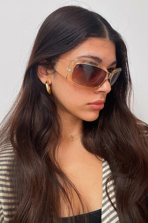 60 Translucent Yellow with Brown Lens Shield Sunnies