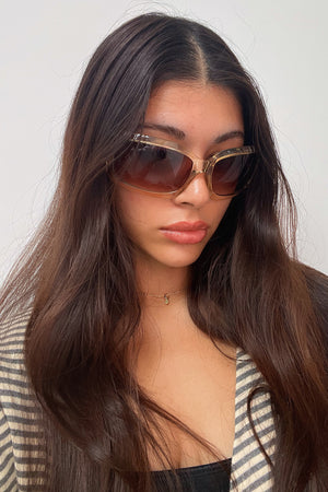 60 Translucent Yellow with Brown Lens Shield Sunnies