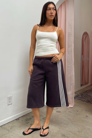Jet Set Charcoal with White Side Stripe Sweat Shorts