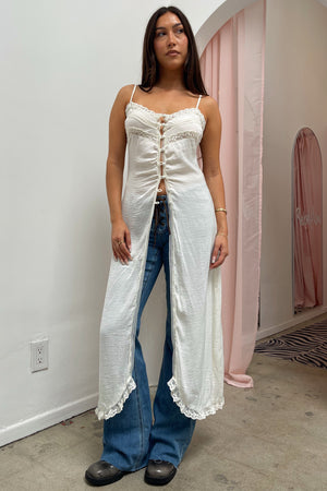 Star Struck Ivory with Lace Trim Duster Style Top
