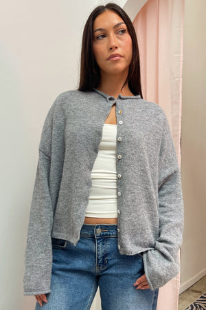 Blythe Grey Button Up Cardigan