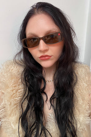 99 Brown Slim Rounded Square Sunnies