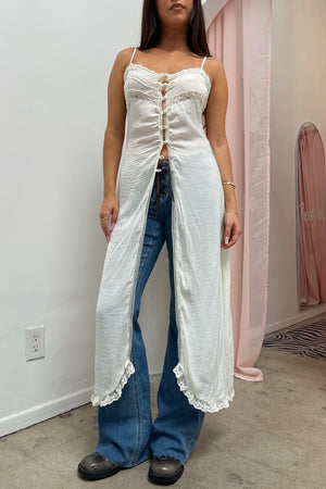 Star Struck Ivory with Lace Trim Duster Style Top