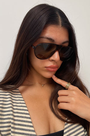 71 Tortoise with Brown Lens Aviator Shield Sunnies