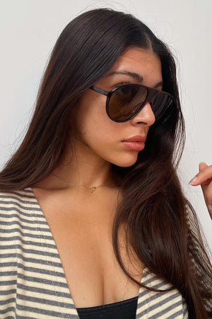 71 Tortoise with Brown Lens Aviator Shield Sunnies