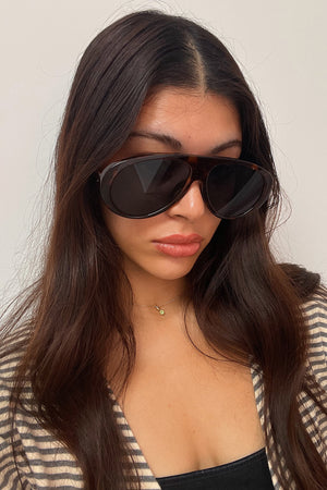 72 Tortoise with Black Lens Aviator Shield Sunnies